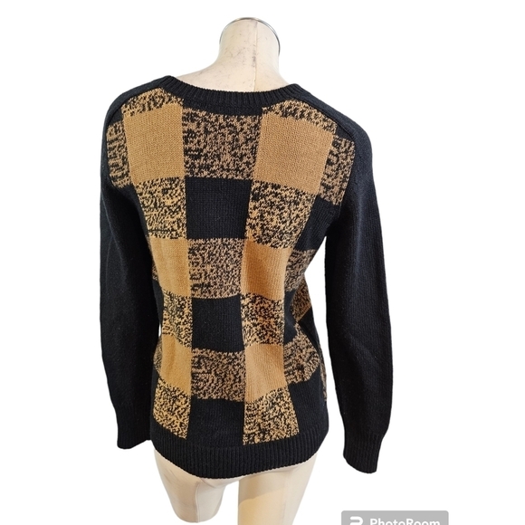 Halogen Size M Black Tan Sweater Angora Rabbit Hair - Picture 4 of 6